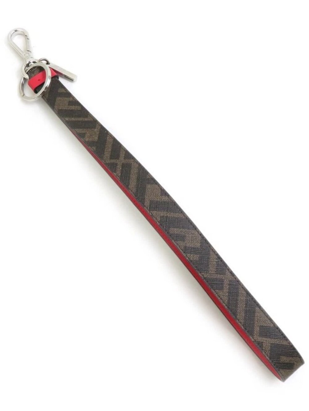 Auth FENDI Key ring Brown PVC coated canvas